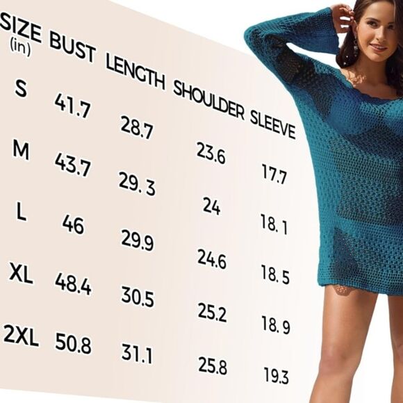 Crochet Sweater Teal Blue size Medium NWT - Picture 10 of 13